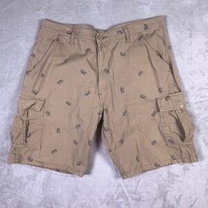 Wrangler Cargo Shorts Tan Beer Print Y2K Mallcore Skater Mens 38 Summer